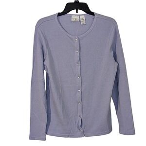 Villager Sport‎ Liz Claiborne Lavender Waffle Knit Button Up Cardigan Size M NWT